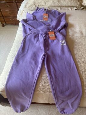 Lavender Fleece Drawstring Joggers - Unbranded